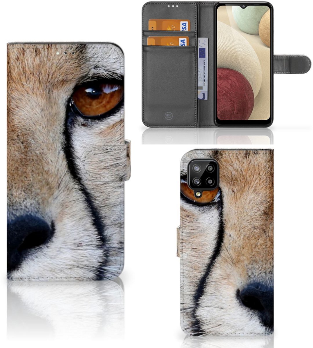 Samsung Galaxy A12 Telefoonhoesje met Pasjes Cheetah