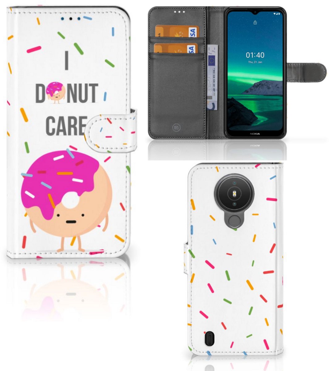 Nokia 1.4 Book Cover Donut Roze