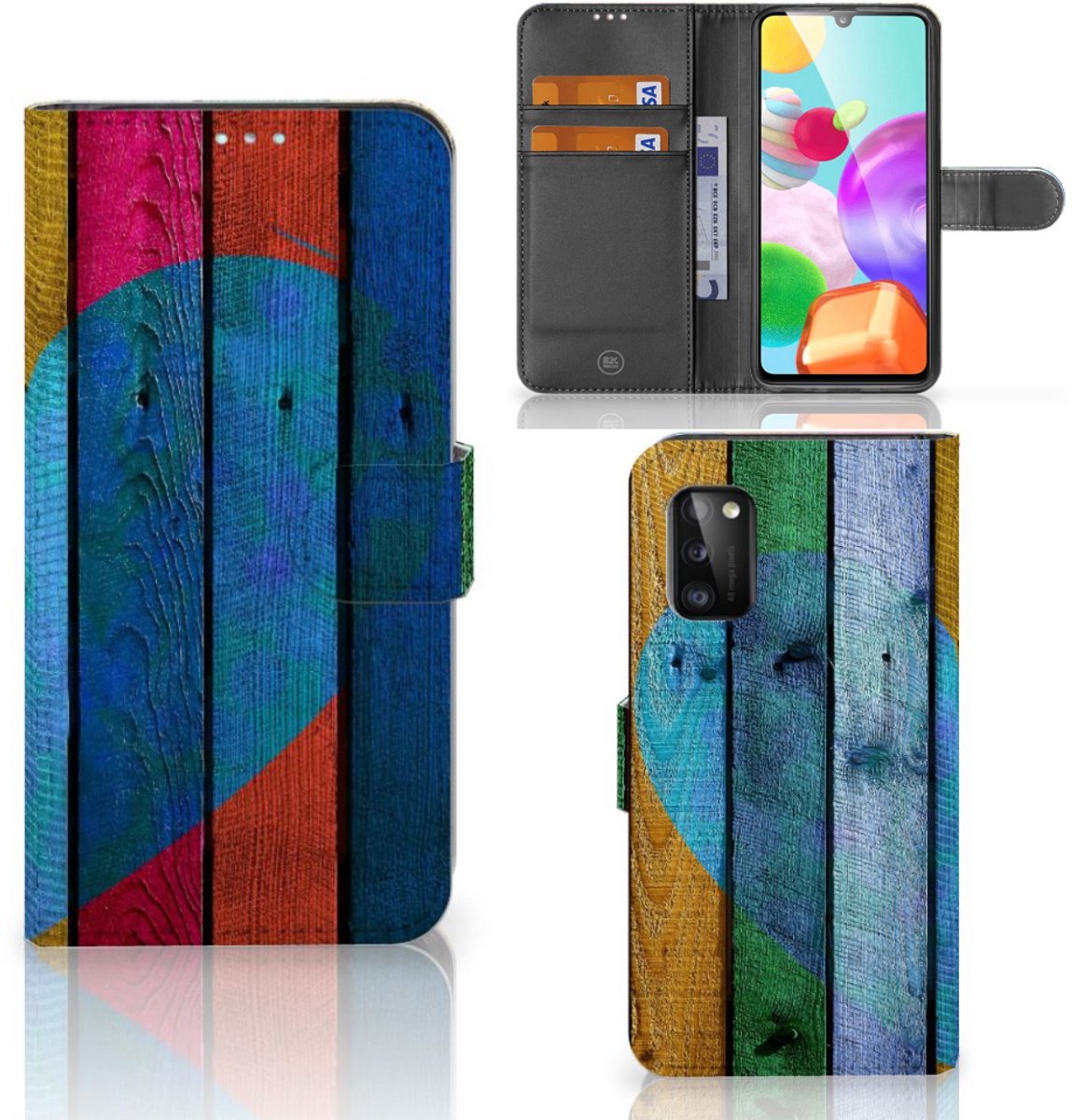 Samsung Galaxy A41 Book Style Case Wood Heart - Cadeau voor je Vriend
