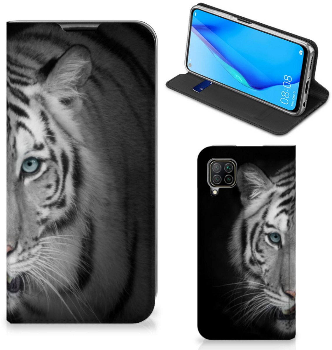 Standcase Hoesje voor Huawei P40 Lite Hoesje maken Tijger