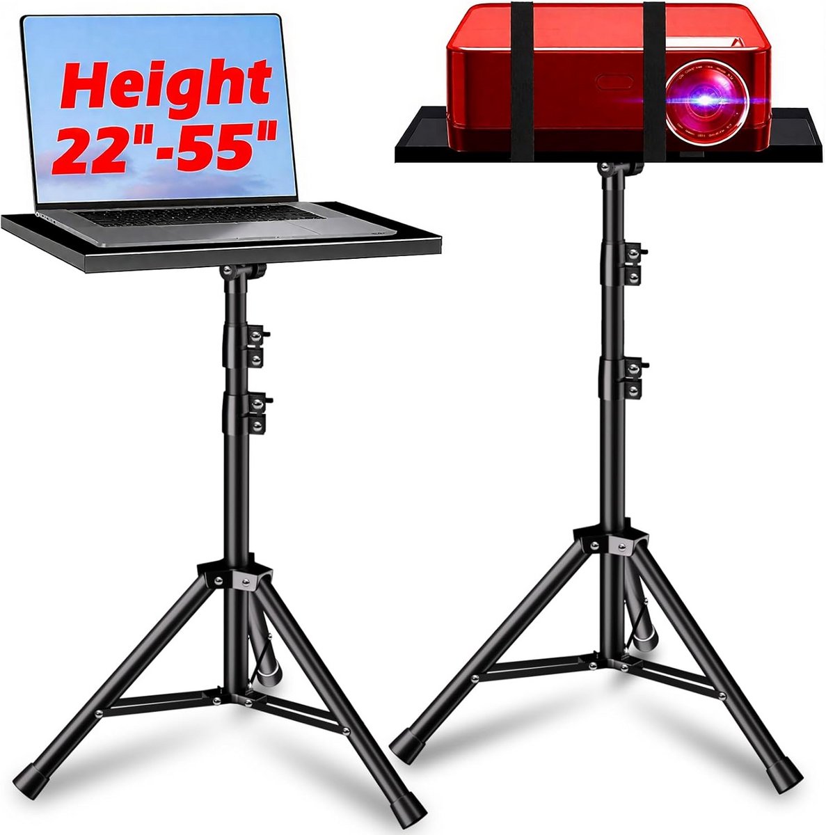 Verstelbare Projectorstandaard en Laptopstandaard - Hoogte verstelbaar van 51 tot 140 cm met Telefoonhouder voor Binnen en Buiten