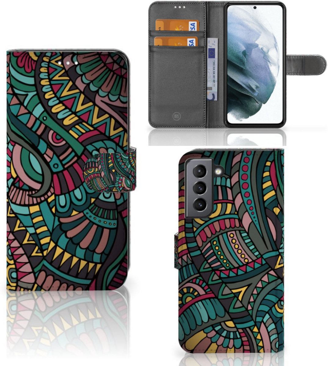 Boekhoesje voor Samsung Galaxy S21 FE Telefoon Hoesje Aztec