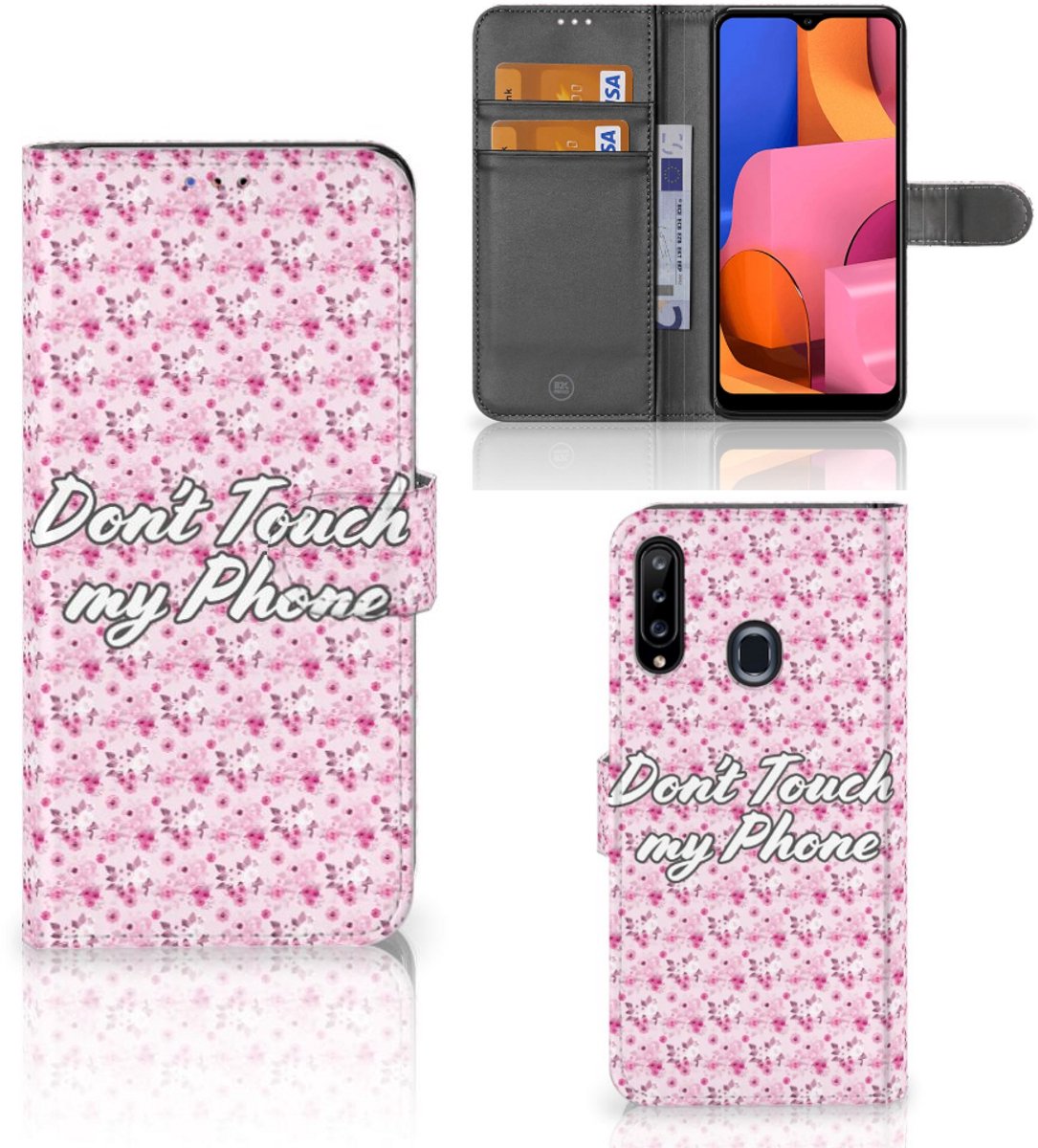 Samsung Galaxy A20s Portemonnee Hoesje Flowers Pink DTMP