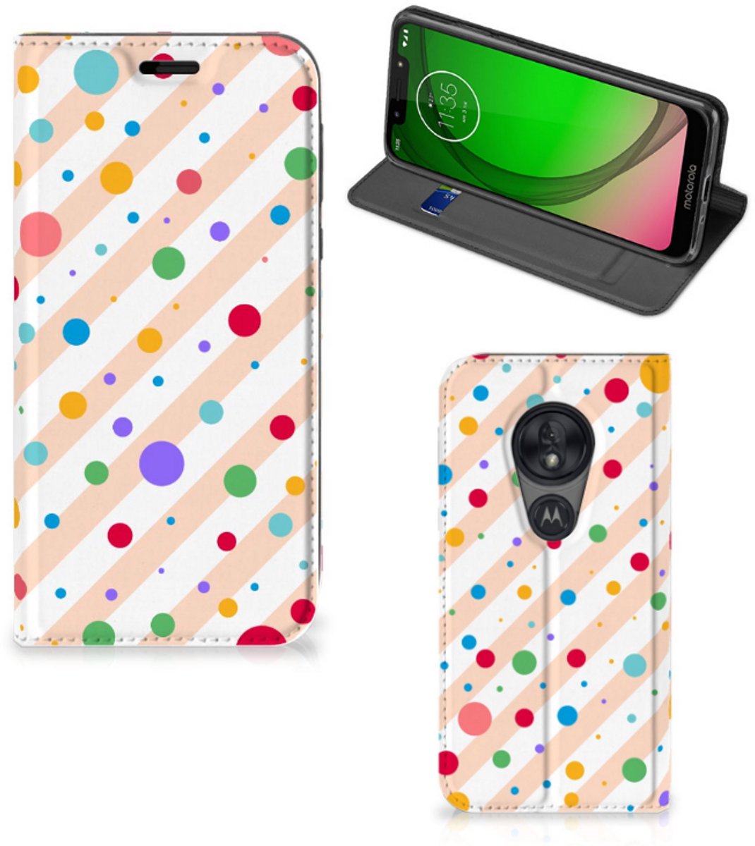 Motorola Moto G7 Play Hoesje met Magneet Dots