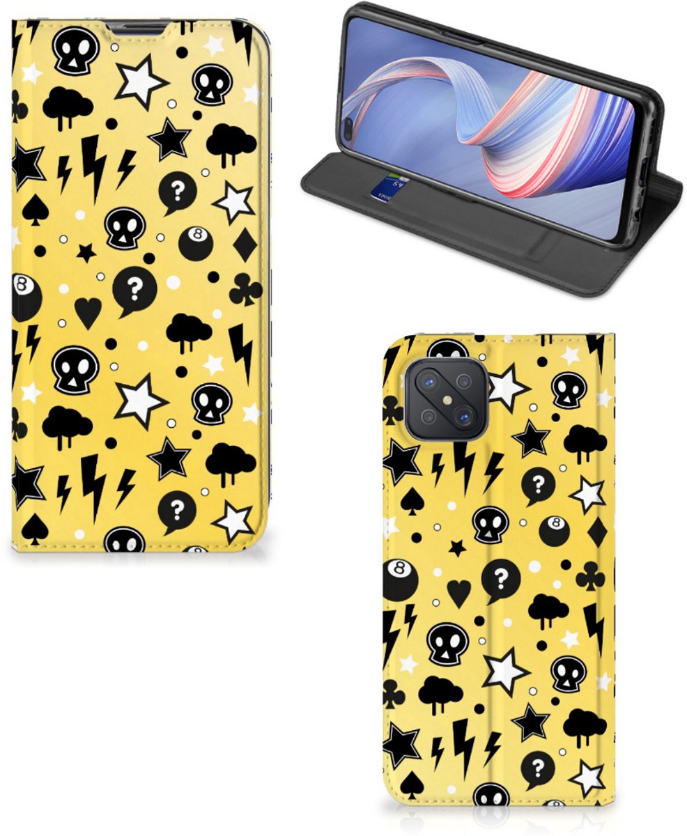 Mobiel BookCase OPPO Reno4 Z 5G Punk Geel
