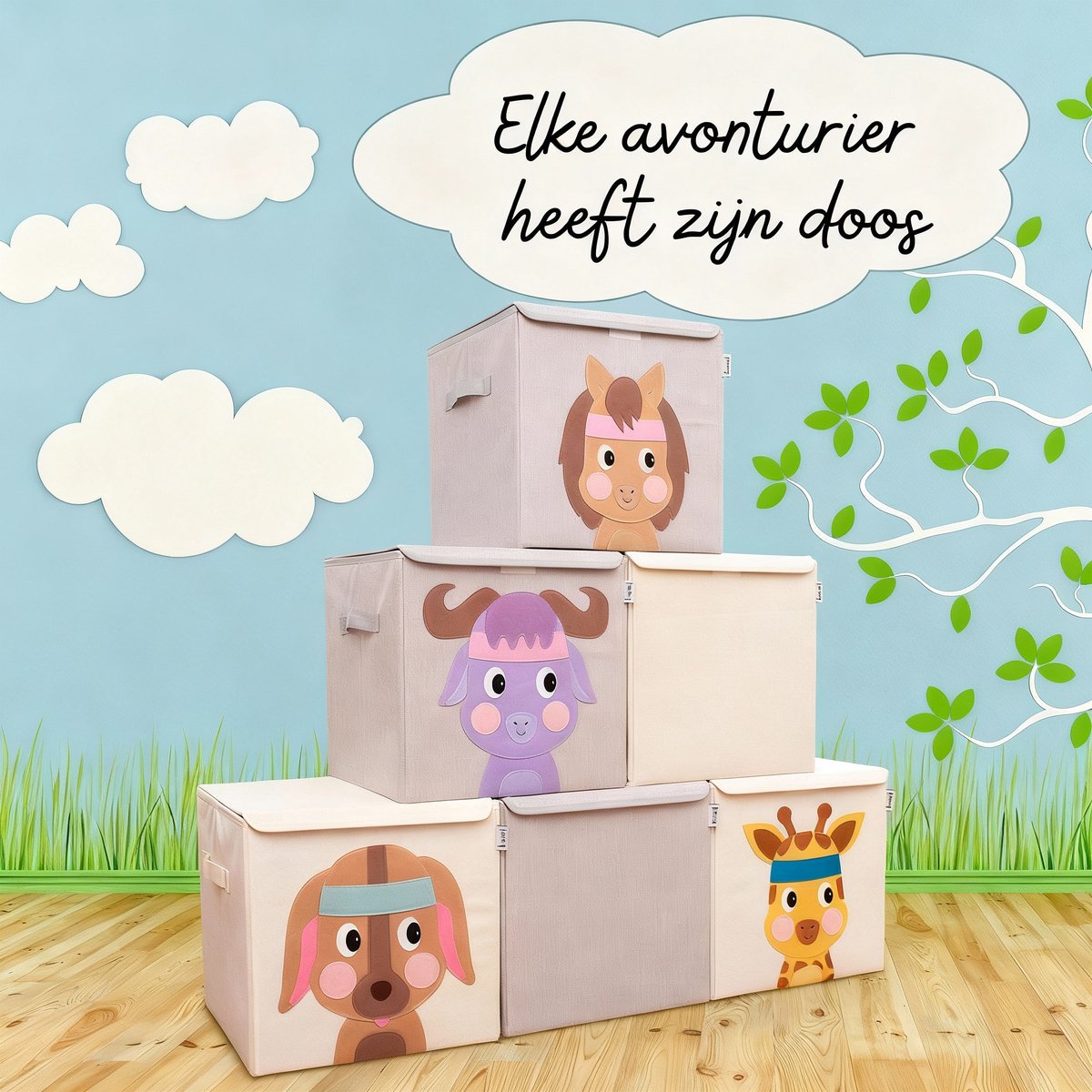 Opbergdoos van stof voor kinderen "paard" met deksel, compatibel met Ikea Kallax Lifeney