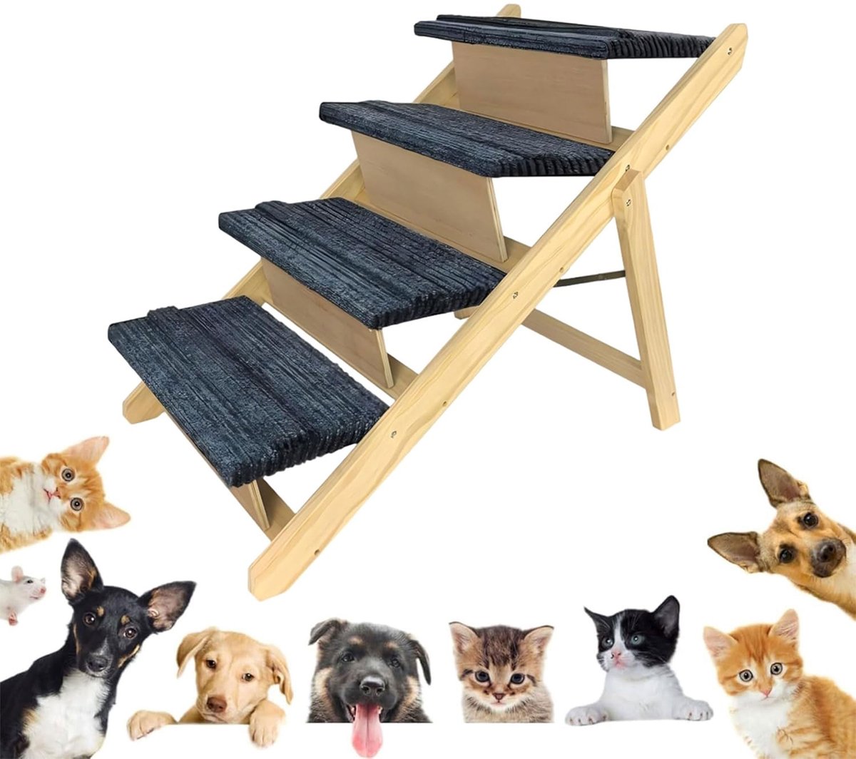 ACXIN Klapbare Huisdierhelling 2-in-1 - 80x47x65cm - Antislip - Zwart