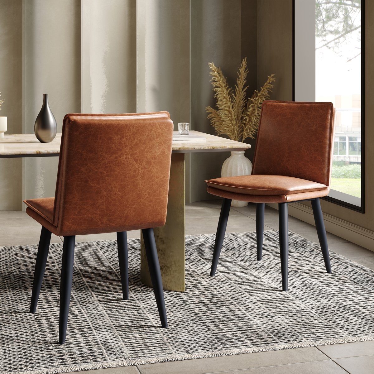 OKWISH Eetkamerstoel Set Van 4 - Dubbel Gevoerd Zitkussen Voor Extra Comfort - Voor Eetkam