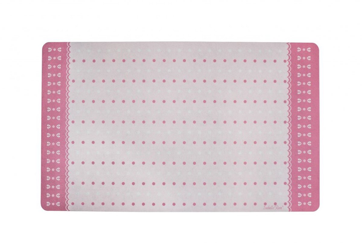 Isabelle Rose badmat antislip roze polka dots – Comfortabel & wasbare badkamermat 45x75 cm - Badmat met stippen