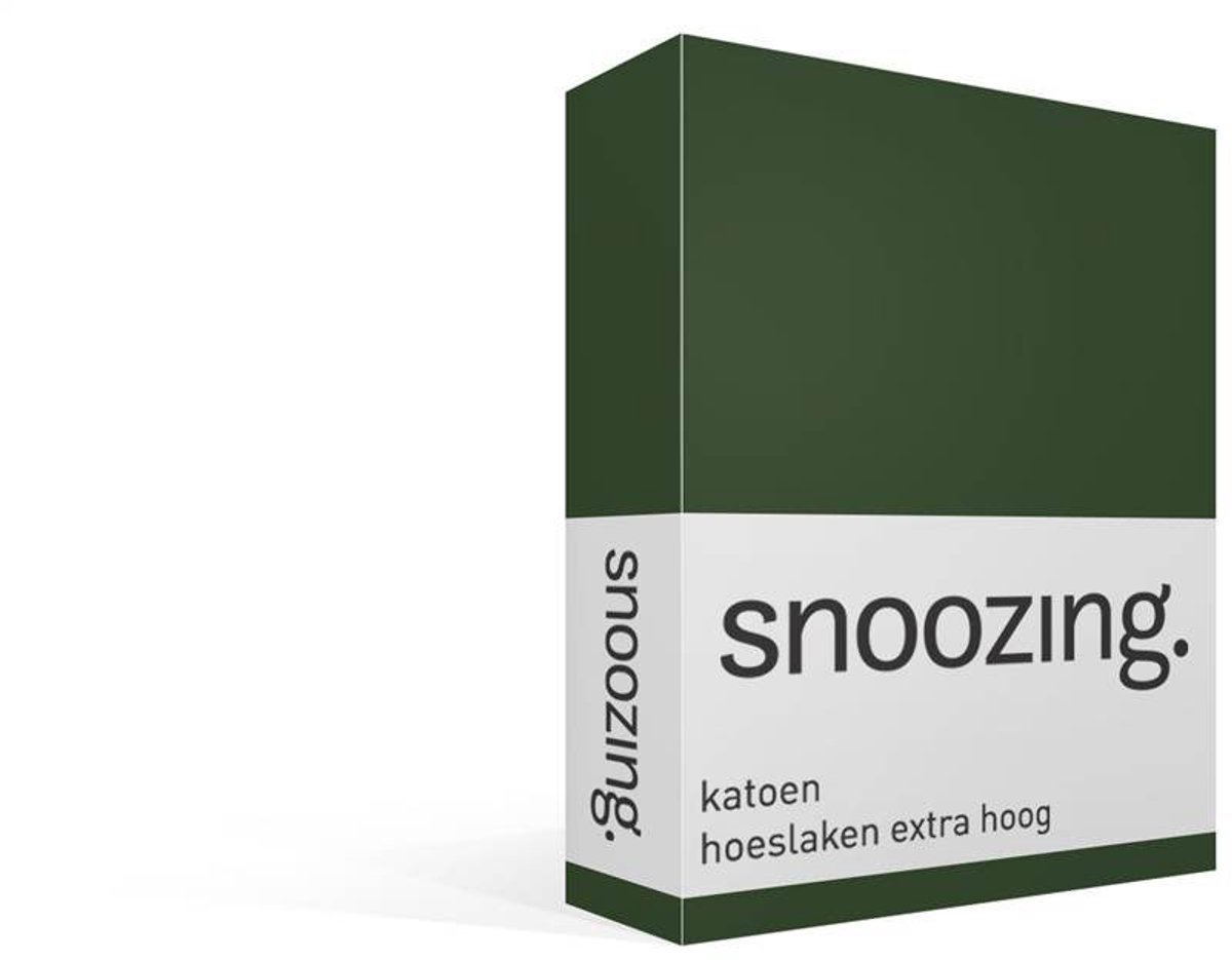Snoozing katoen hoeslaken extra hoog - 160x210 cm - Lits-jumeaux - Donker Groen
