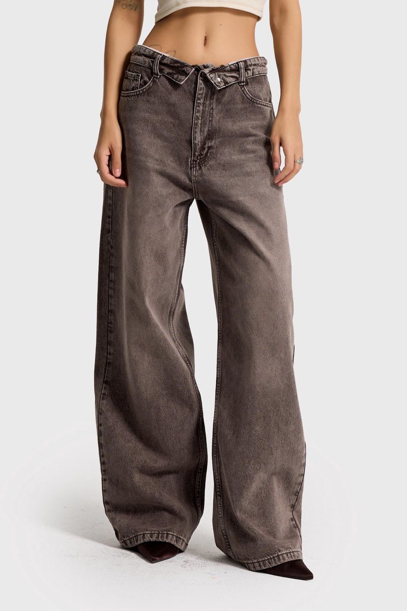 It's Basic - STRAIGHT LOW RISE JEANS - CHESTNUT