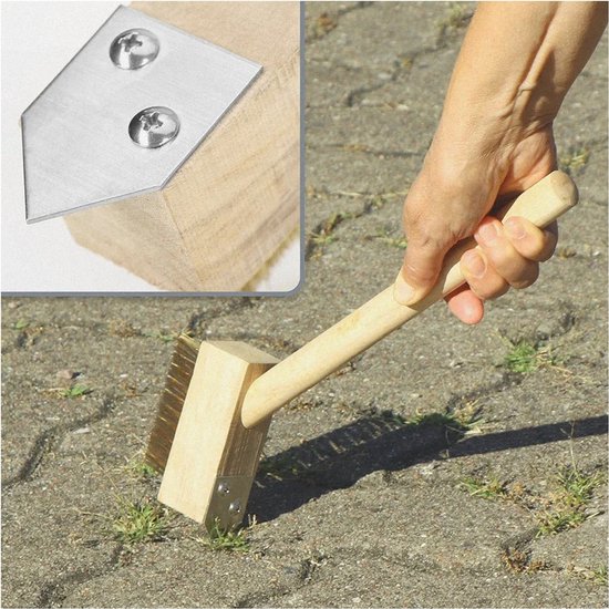 Onkruidborstel met stalen haren - 2 stuks - Houten steel — afbeelding 5