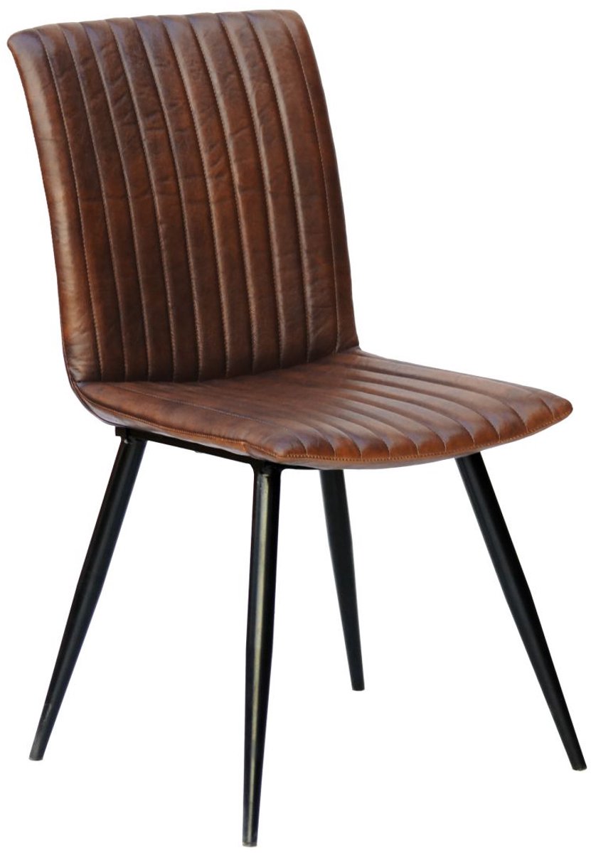 MASSIVMOEBEL24 .DE gestoffeerde stoel bruin echt leer (buffel) deels gemonteerd IRON LABEL #09