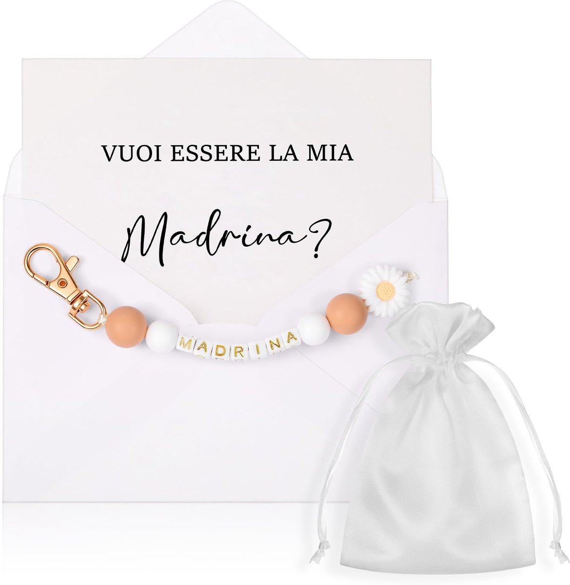Peettante Cadeau - Sleutelhanger met Wenskaart - Compleet Set voor Doop en Vormsel