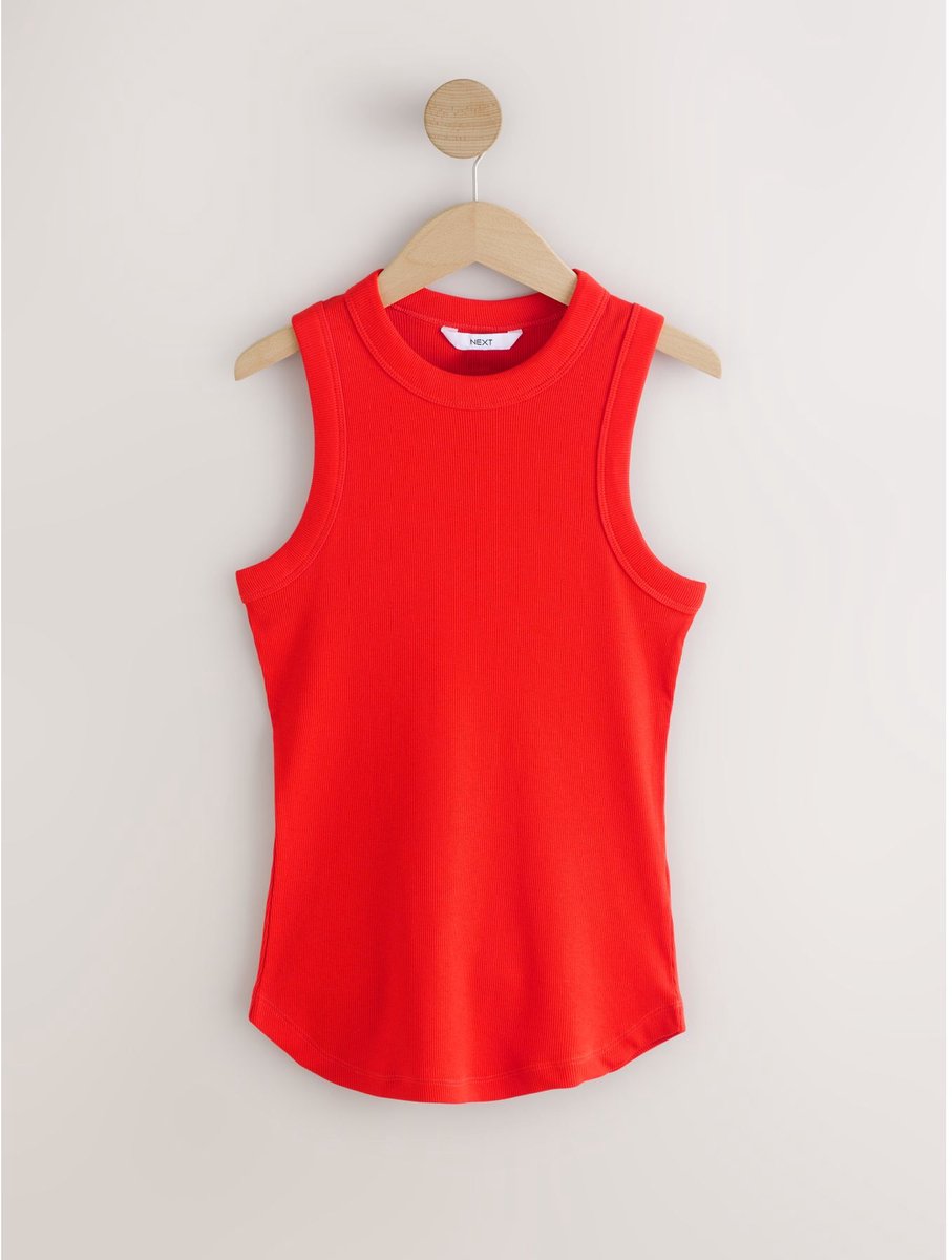 Next - Dames - Geribbeld mouwloos vestje met racerback - Rood