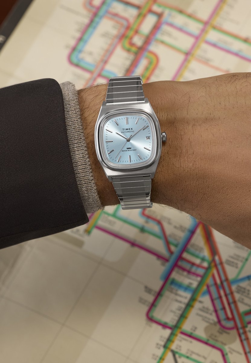 Timex Timex® Automatic 1983 E Line Mechanisch Automatisch Horloge Silver Tone Kast: 100% Roestvrij Staal | Armband: 100% Roestvrij Staal 34 mm TW2Y66700AJ, TW2Y66800AJ