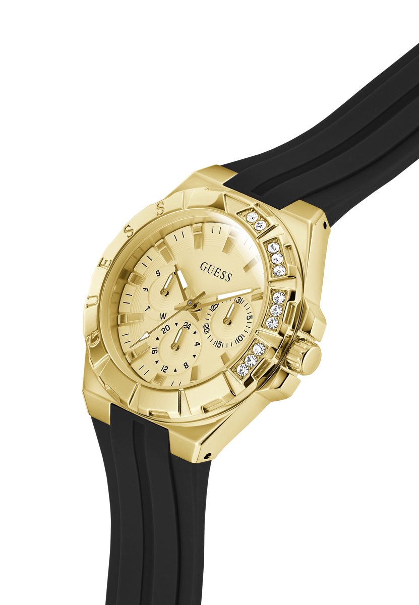 Guess Calypso Quartz Analoog Horloge Wit Kast: 100% Roestvrij Staal | Armband: 100% Siliconen 38 mm GW1034L2