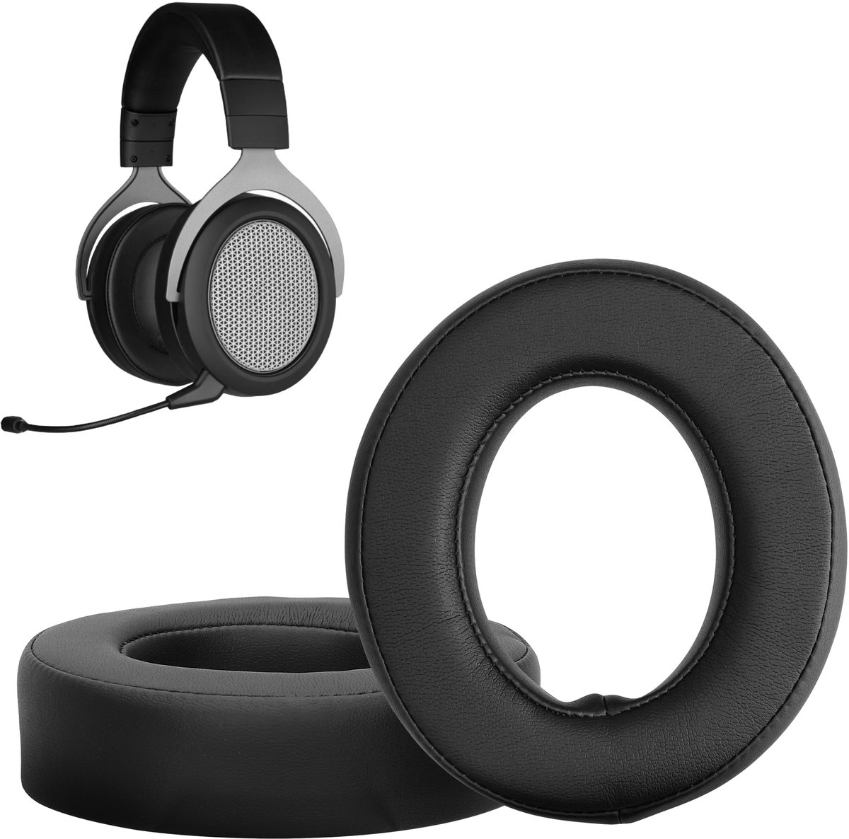 kwmobile 2x oorkussens geschikt voor Corsair HS50 HS60 HS60 Pro HS70 HS70 Pro HS75 - Earpads voor koptelefoon in zwart