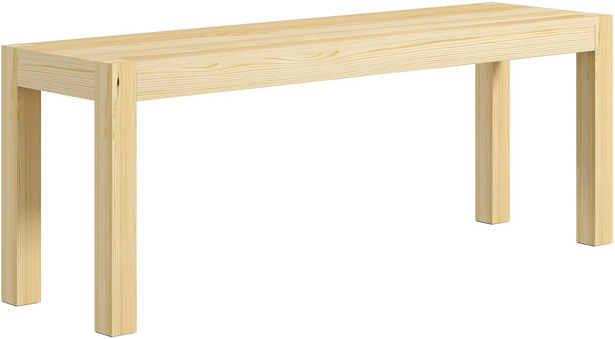 Wishdor - Zitbank Voor 2 Personen - Antislip Voetdoppen - Modern - Keuken Of Eetkamer - Grenenhout - Natuurlijke Houtkleur - 120 X 33 X 45 Cm