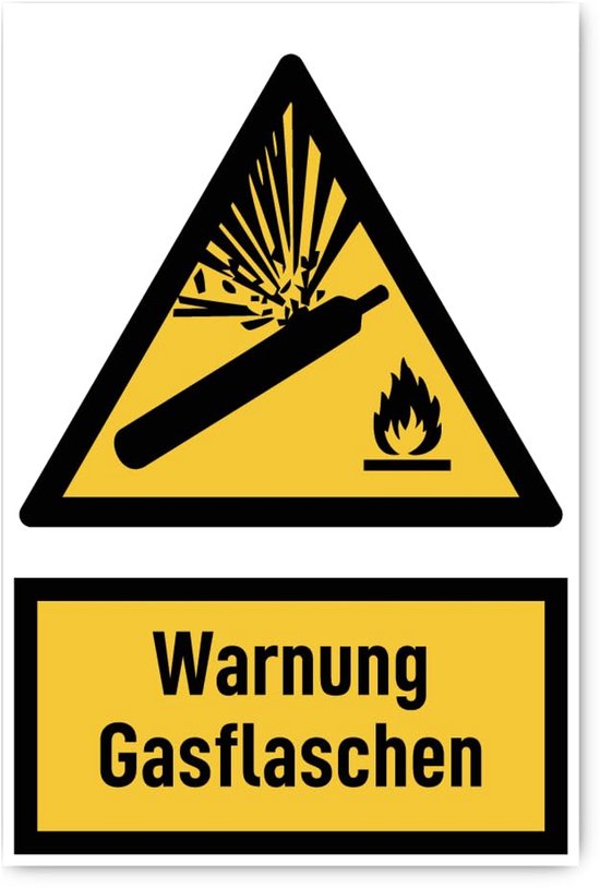 Veiligheidssticker Gasflessen - Waarschuwingslabel Gevaar - Industrieel Gebruik - Volgens Norm - 150x100mm - Geel Zwart — afbeelding 5