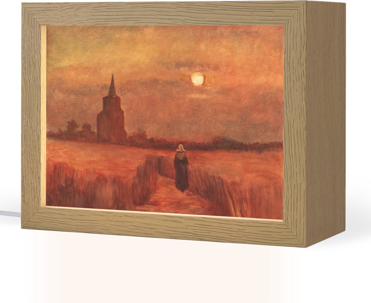 Tafellamp 20x15 cm - LED lamp - De oude toren op de gebieden - Vincent van Gogh - Decoratieve tafellampen - Dimbaar - Tafellampje slaapkamer - Woonkamer binnen