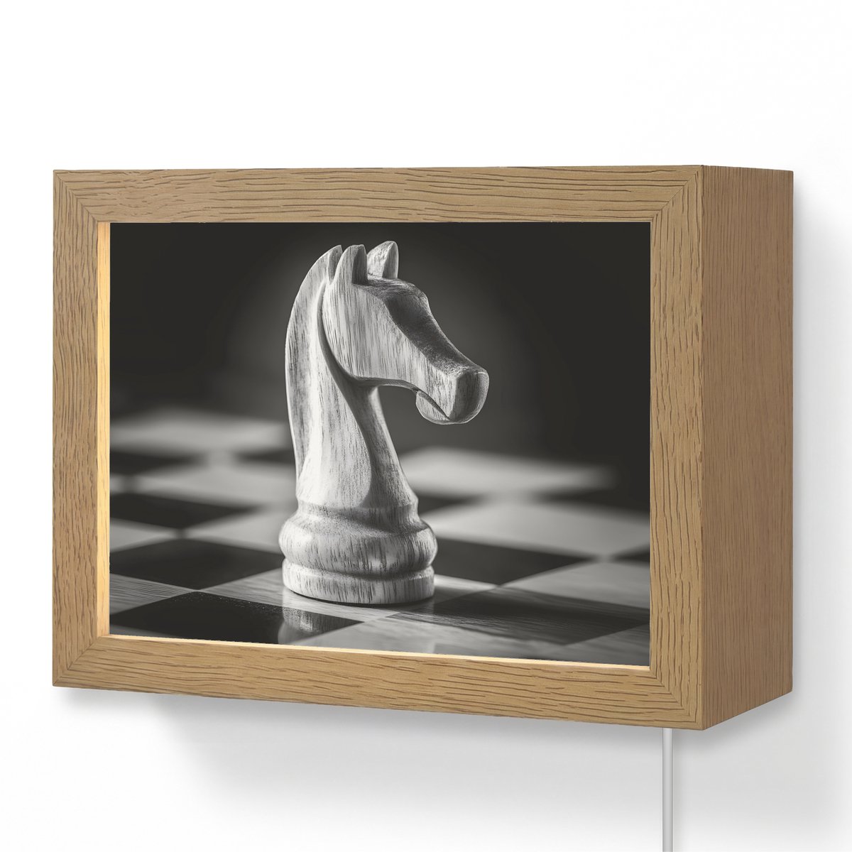Wandlamp 20x15 cm - Oplaadbaar - Paard - Hout - Schaalbord - Zwart - Wandlampen binnen woo