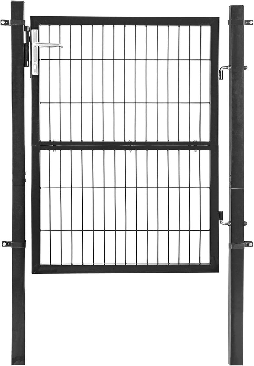 Tuinpoort Set - Hekwerk Deur - Toegang Afsluiten - Inclusief Slot - 120 cm Hoog - Antracie