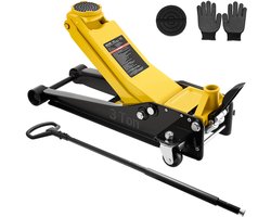 VEVOR Hydraulische Krik, 3 Ton Hefvermogen, Stalen Krik met Dubbele Zuiger Snelhefpomp en Voetpedaal, Autokrik voor Sportwagens, Suv's en Pick-Ups, Hefhoogtebereik van 75-500 mm, Krik voor Raceauto's