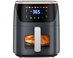 Waves- Airfryer - Airfryer oven - Airfryer XL - Friteuse - Zichtbare luchtfriteuse - Kleur zwart - Geschikt voor 4 tot 6 personen