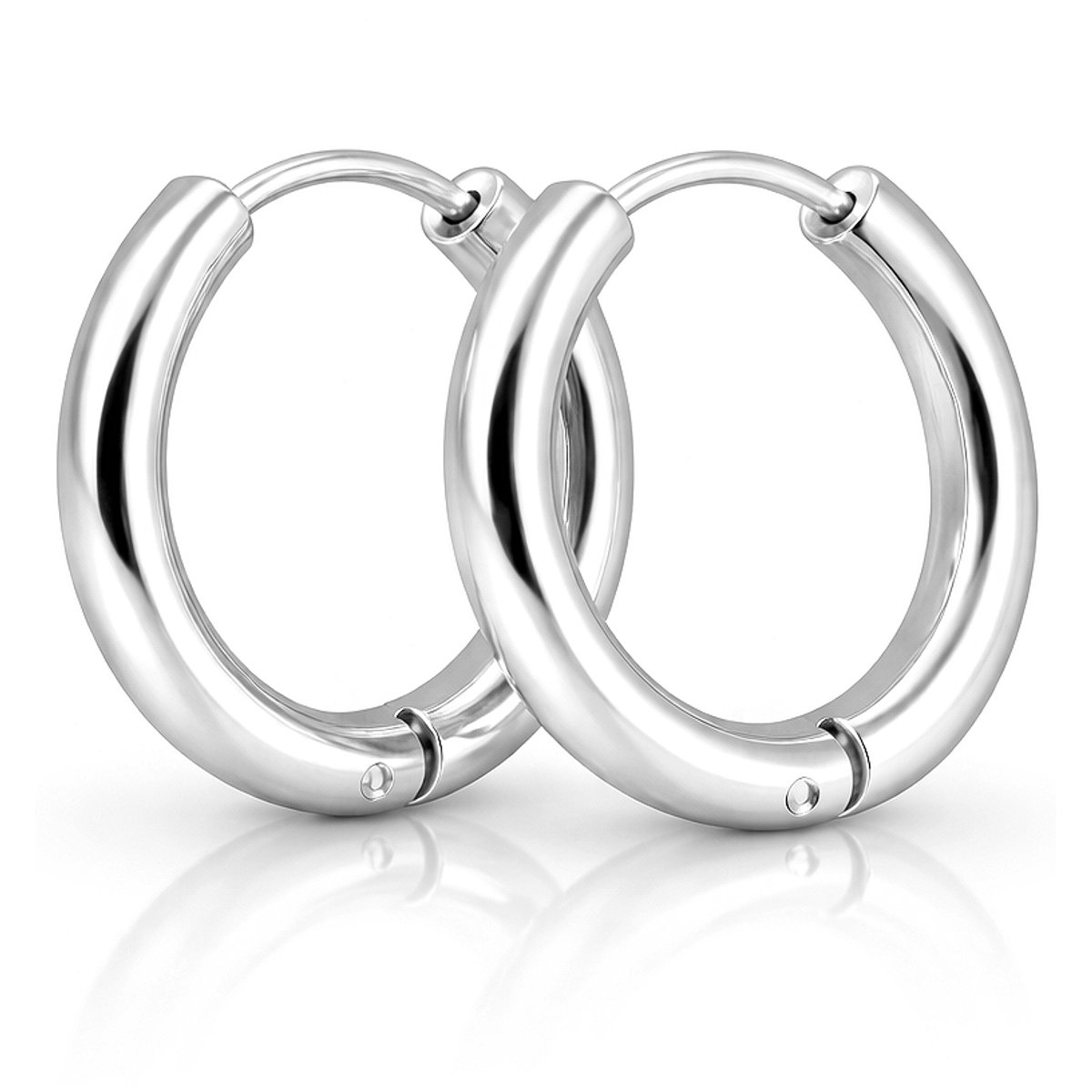 Smalle edelstaal oorringen Zilverkleurig-20mm