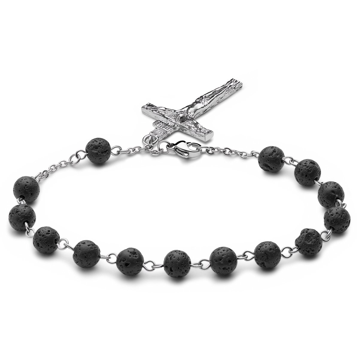 Varietas | Armband van Chirurgisch Staal en Lavasteen