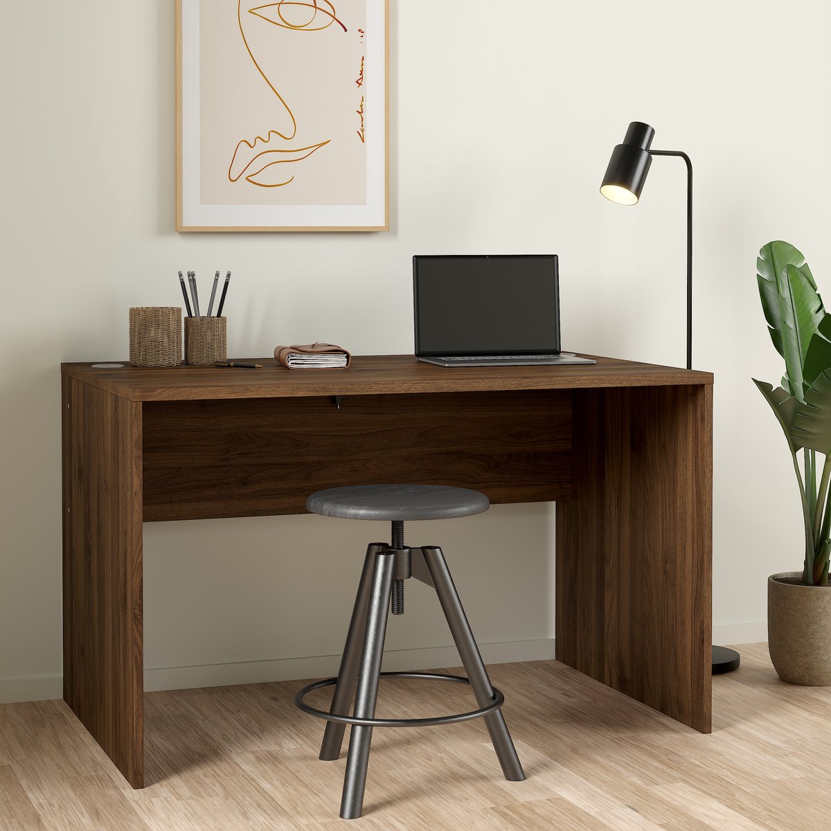 Bureau Boston Walnoot 120x75 cm - Strak design met kabeluitsparing