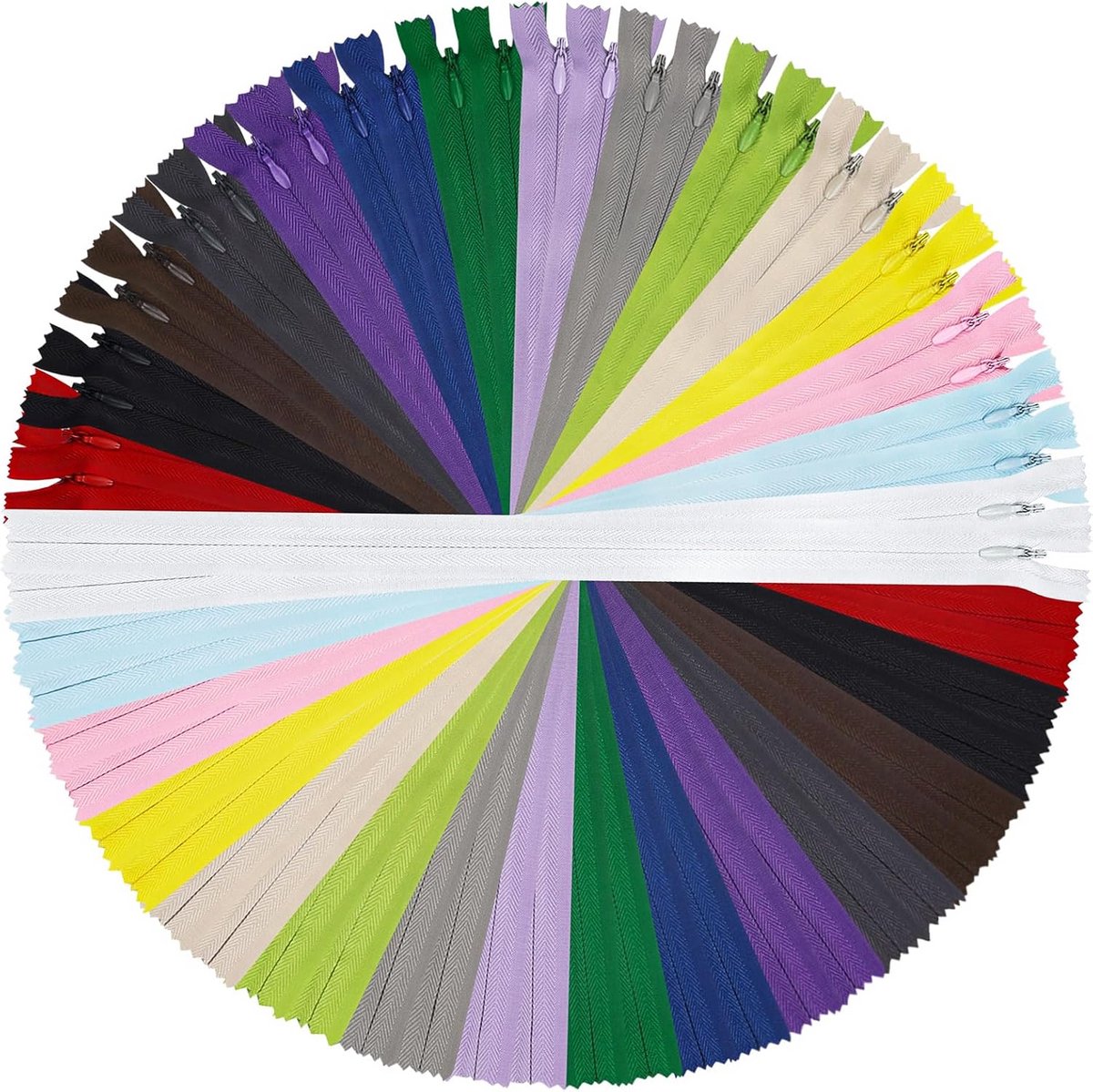 30 Onzichtbare Nylon Ritssluitingen Set - 15 Kleuren voor Kleding en Knutselen (50 cm)