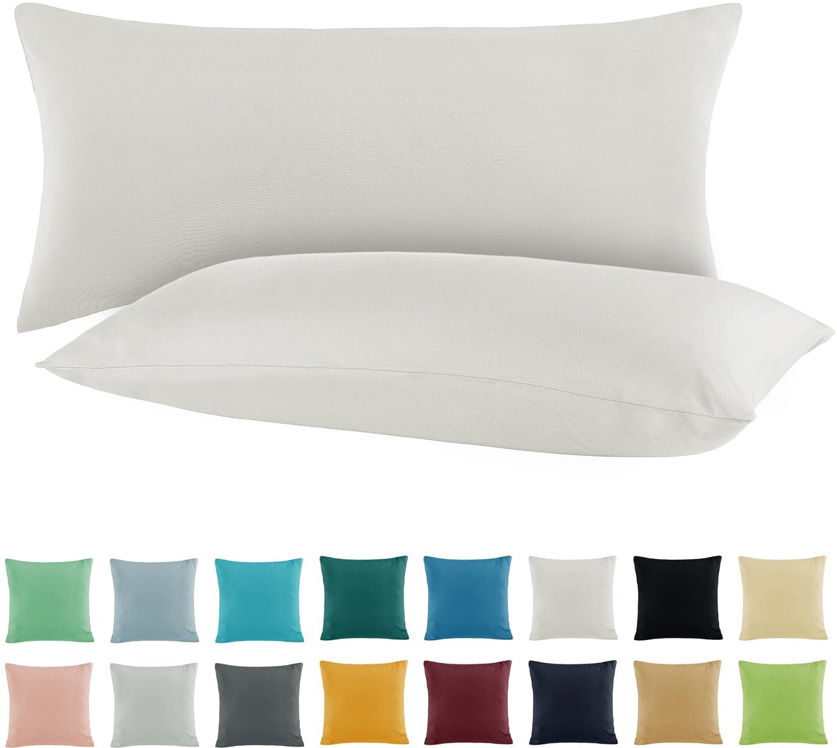 Set van 2 Jerseykussenhoezen - 100% Katoen - 40 x 60 cm Wit