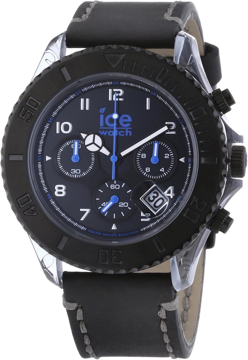 Heren Horloge XL Vintage Chronograaf met Leren Band