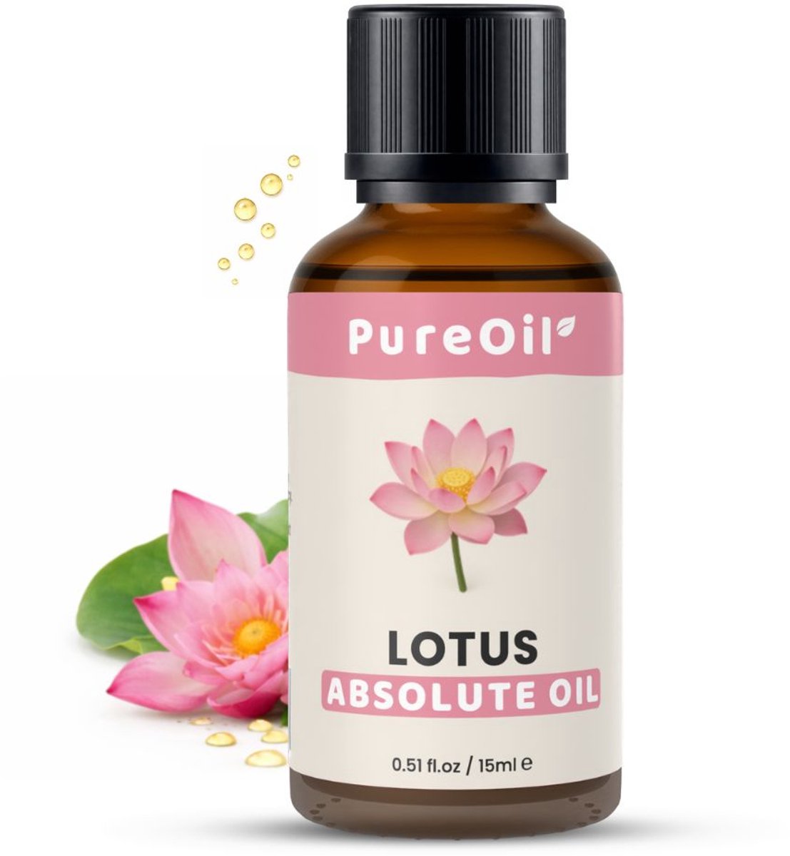 PureOil – Lotus Etherische Olie – 15ml – 100% Puur, Natuurlijk & Vegan – Voor Huid | Gezicht | Scalp | Diffuser | Aromatherapie