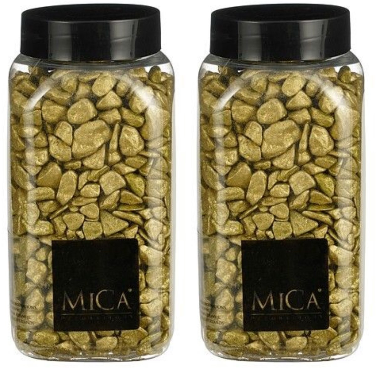 Mica Decorations decoratie steentjes - 2x - goud - 1 kilo - 650ml - hobby steentjes