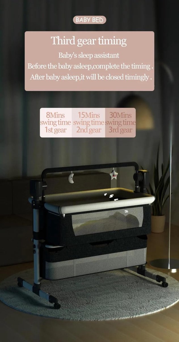 Elektrische Baby Wieg - Nachtkastje Bedje - Veilig Slapen - Met Muziek Afstandsbediening - 105 x 55 x 96 cm van Merkloos — afbeelding 2