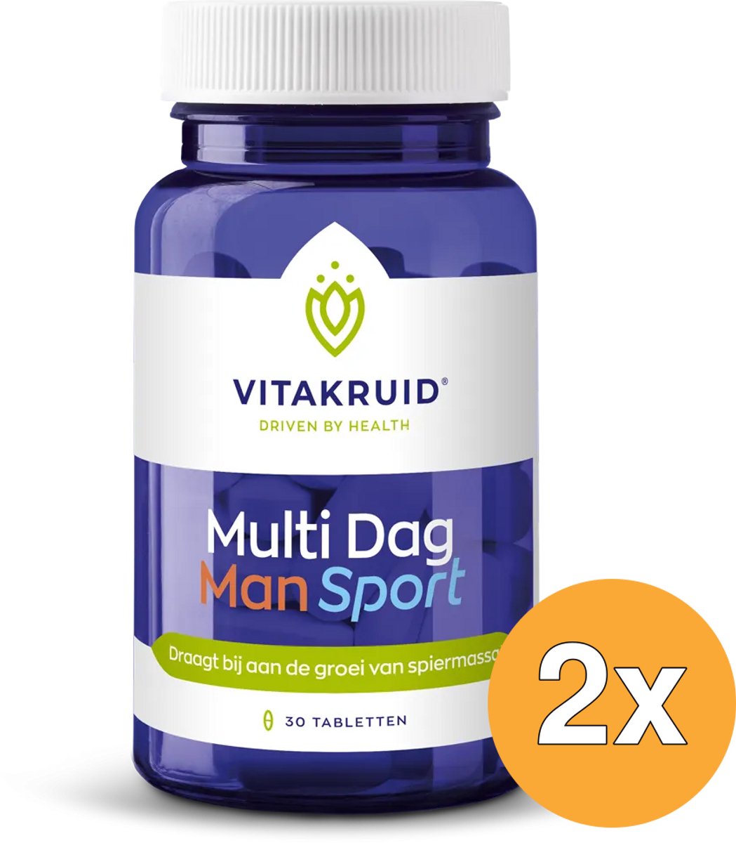 2x Vitakruid Multi Dag Man Sport 100% Vegan (30 tabletten)