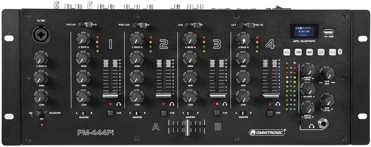 DJ Mixer - Muziek Console - Feesten Presentaties - Ingebouwde Bluetooth USB - 48cm Rackmontage