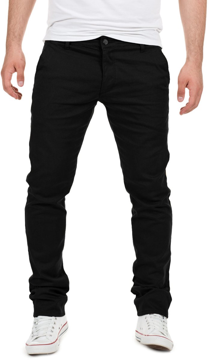 Yazubi Heren Chino Broek Dustin – Slim Fit – Katoen Stretch – Zwart – 5-pocket