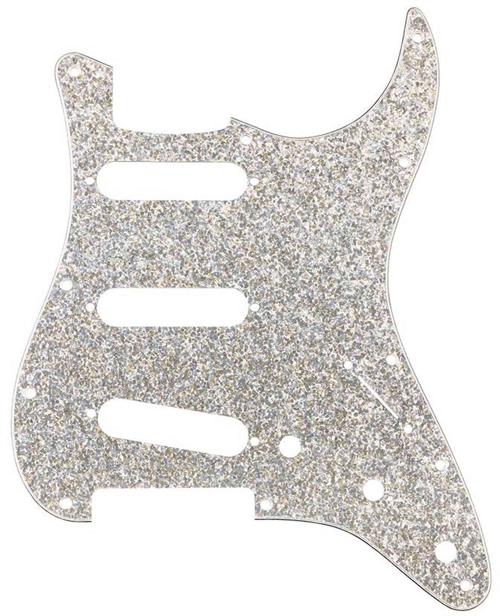 Fender 0992187002 Stratocaster Pickguard SSS Silver Sparkle Hybrid Glass/Glitter