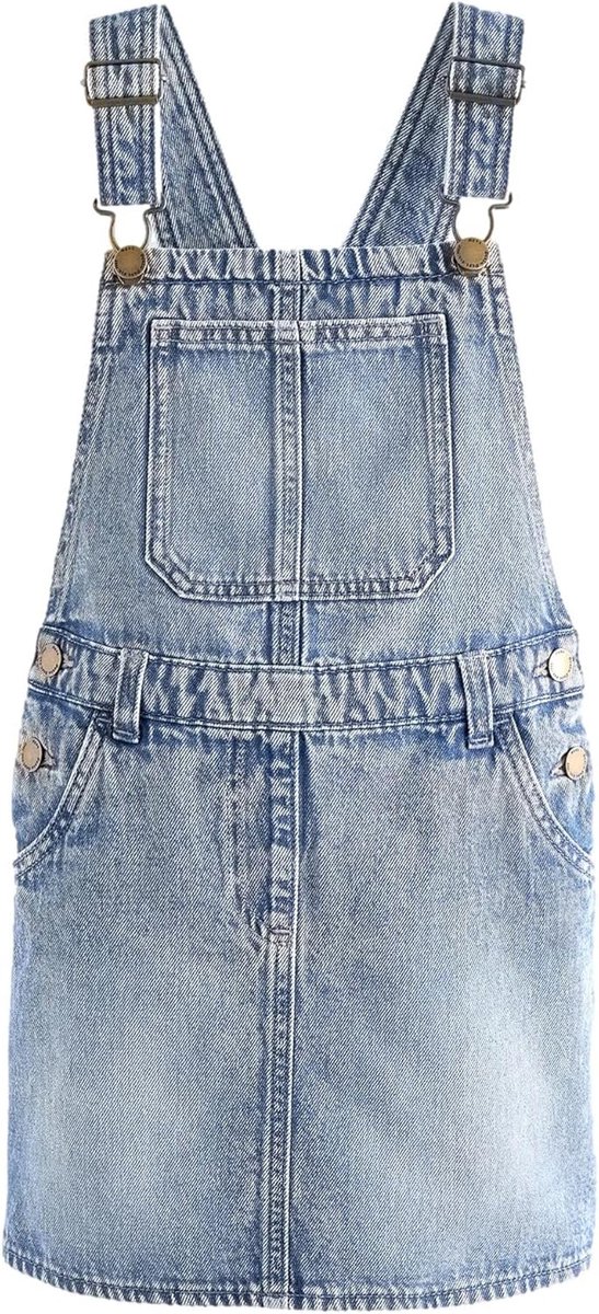 Meisjes Jurkje - Overgooier Denim - Speeltijd Kleding - Verstelbare Bandjes - 39 x 26 x 6 cm - Blauw