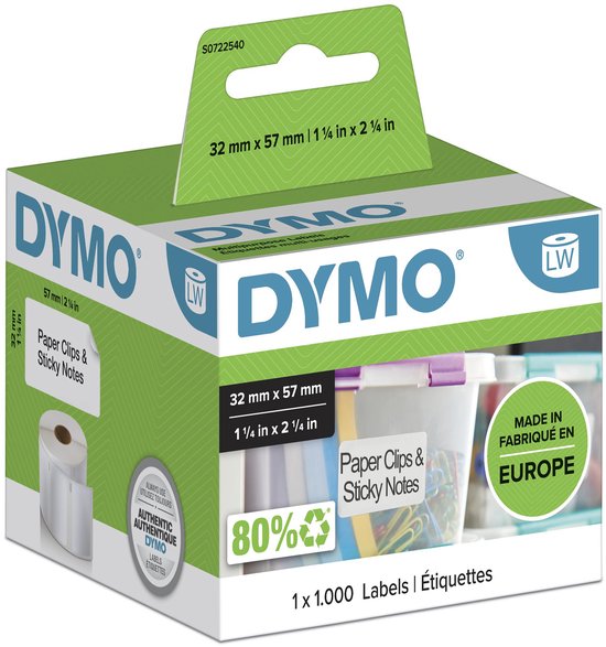 Dymo Verwijderbaar Etiket 32x57mm 1000 stuks