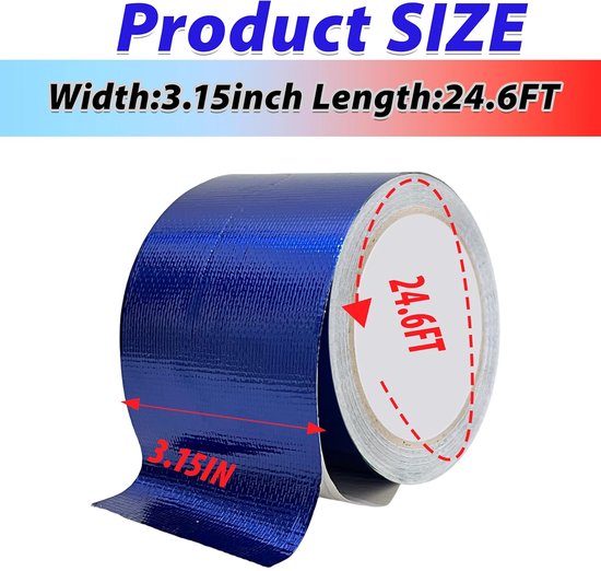 Waterdichte Reparatietape - Luifel Tape Zeil - Buiten Repareren - Glasvezel Versterkt - 8cm x 5.8m - Blauw van Merkloos — afbeelding 3