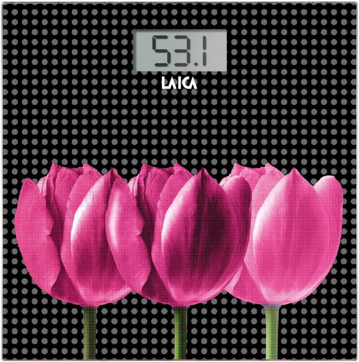 Digitale Personenweegschaal - Lichaamsanalyse Weegschaal - Gezondheid Monitoren - Gehard Glas Platform - Max 180 kg - Zwart Roze Bloemen