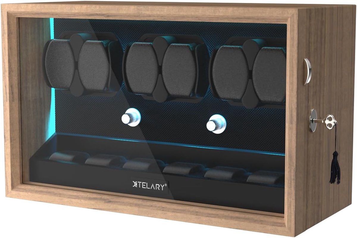 Horloge Opwinder - Automatische Winder - Horloges Draaiend Houden - Opslag voor 6-8 Horloges - 42x26x18 cm - Zwart
