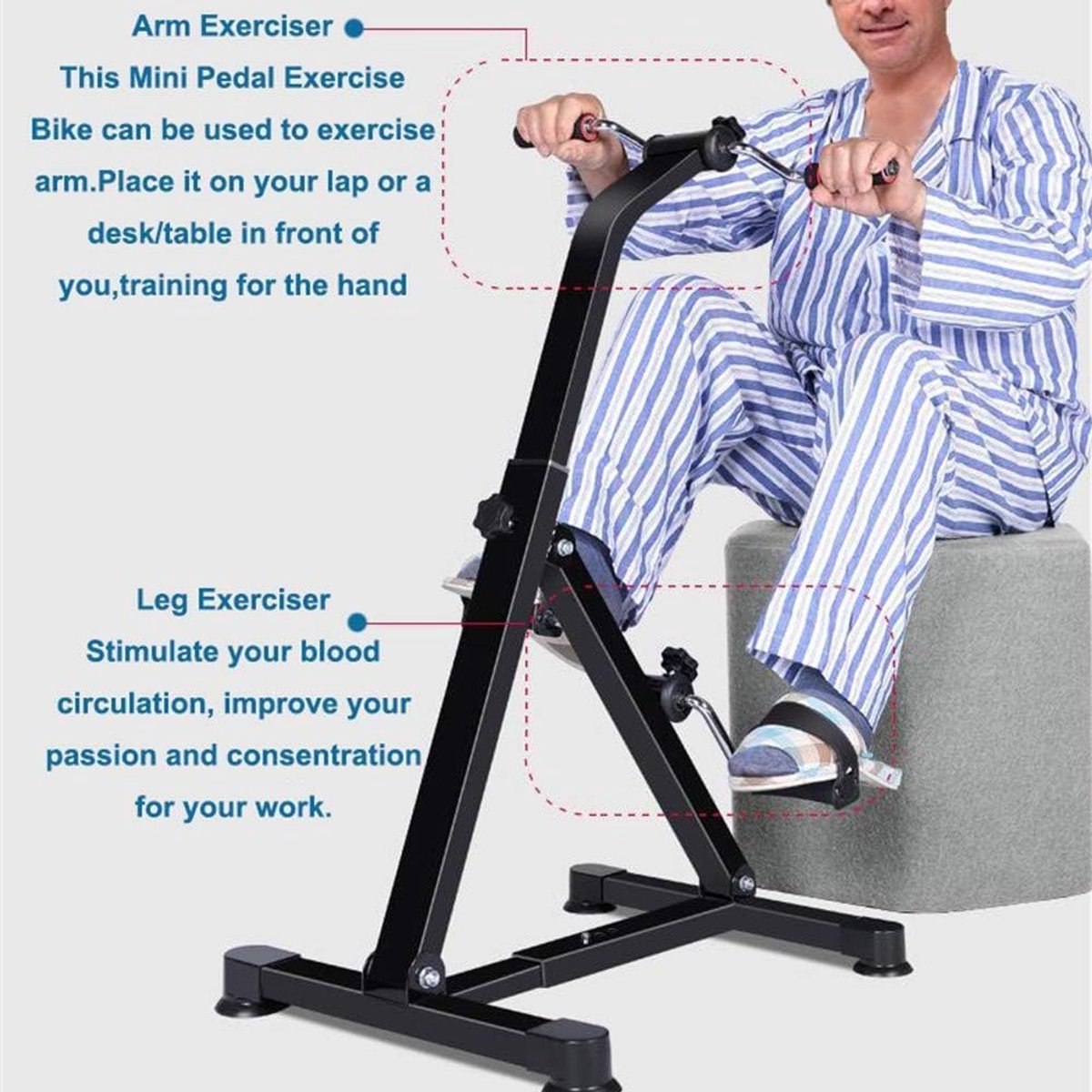 Mini Hometrainer - Oefenfiets - Arm Been Training - Opvouwbaar In Hoogte - 42x41cm