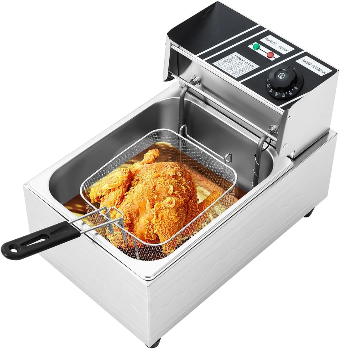 Elektrische Friteuse - Professionele Frituurpan - Grote Porties Frituren - 6 Liter Inhoud - 42x27x29 cm - Zilver