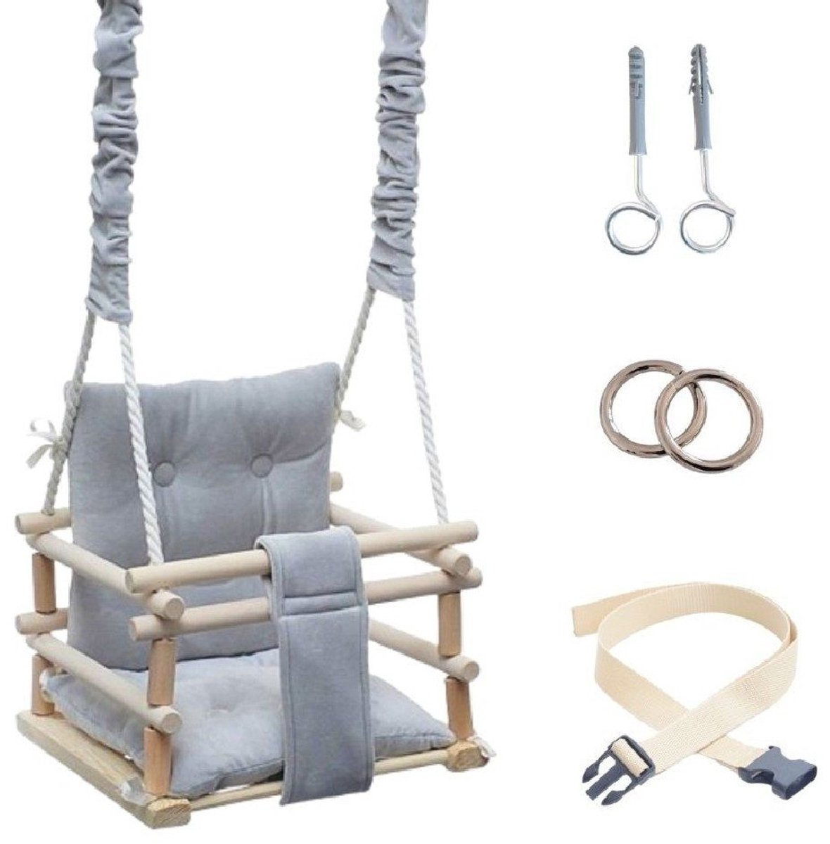 LuMali Kinderschommel 3 in 1 Grijs - Baby Schommel - Baby swing -Schommel die Meegroeit met je Kindje